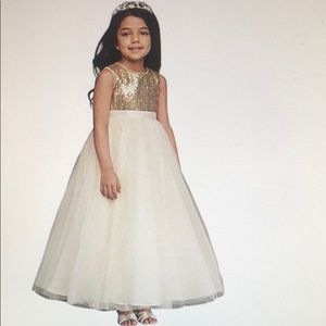 Heart back sequin and tulle flower girl dress
